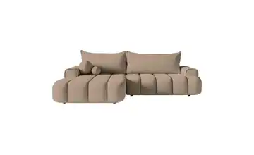 Selsey Ecksofa  mit Schlaffunktion Dandelino Dunkelbeige links Samt
