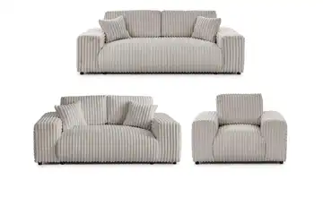 Polstergarnitur 3er-Set Mollis Hellgrau