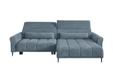 Ecksofa mit elektrischer Sitztiefenverstellung rechts Blau