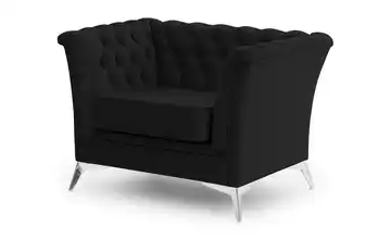 Chesterfield Sessel Wilhelm verchromt Schwarz