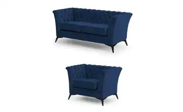 S-STYLE Chesterfield Polstergarnitur 2+1 Wilhelm Schwarz Marineblau