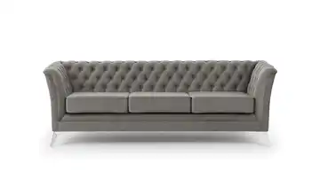 S-STYLE Chesterfield Einzelsofa Wilhelm verchromt Grau