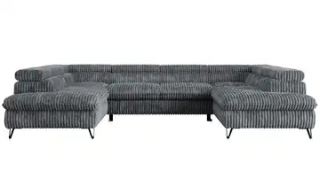 Wohnlandschaft Peter Lavagrau Cordstoff grob