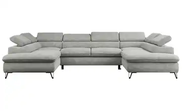 Wohnlandschaft Peter Hellgrau Webstoff