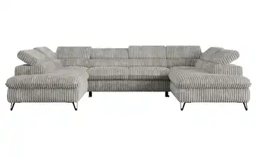 Wohnlandschaft Peter Perlgrau Cordstoff grob