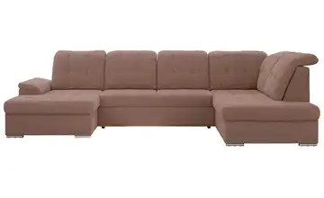 Wohnlandschaft mit Schlaffunktion Madrito rechts Boucléstoff Rosa