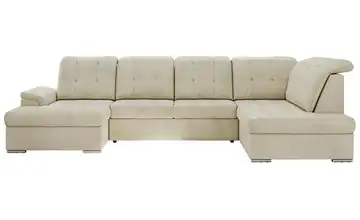 Wohnlandschaft mit Schlaffunktion Madrito rechts Velours Beige