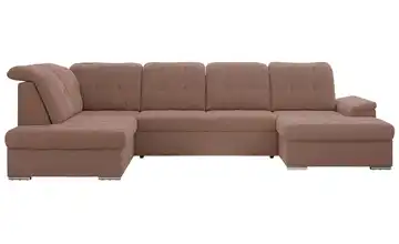 Wohnlandschaft mit Schlaffunktion Madrito links Boucléstoff Rosa