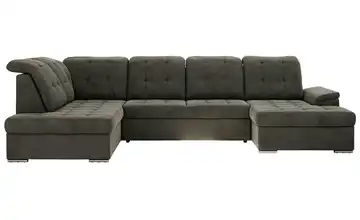 Wohnlandschaft mit Schlaffunktion Madrito links Velours Dunkelgrau