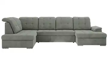 Wohnlandschaft mit Schlaffunktion Madrito links Webstoff Grau