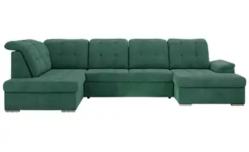 Wohnlandschaft mit Schlaffunktion Madrito links Webstoff Grün