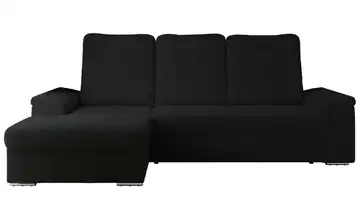 Ecksofa mit Schlaffunktion Madrito Schwarz Teddy links