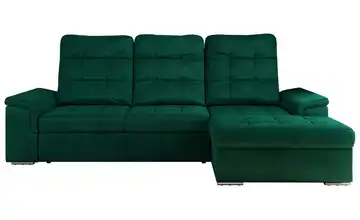 Ecksofa mit Schlaffunktion Madrito Dunkelgrün Velours rechts
