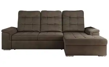 Ecksofa mit Schlaffunktion Madrito Braun Velours rechts