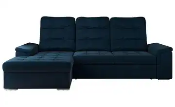Ecksofa mit Schlaffunktion Madrito Dunkelblau Velours links