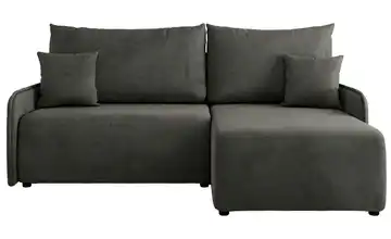 Ecksofa mit Schlaffunktion Arpa Velours Dunkelgrau rechts
