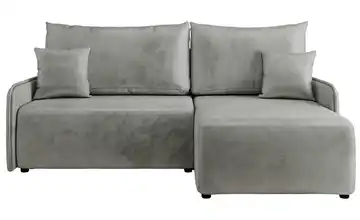 Ecksofa mit Schlaffunktion Arpa Velours Hellgrau rechts
