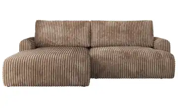 Ecksofa mit Schlaffunktion Tono Braun Cordstoff grob links
