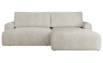 Ecksofa mit Schlaffunktion Tono Creme Cordstoff grob rechts