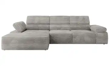 Ecksofa Cordstoff grob links Hellgrau