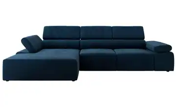 Ecksofa Velours links Dunkelblau
