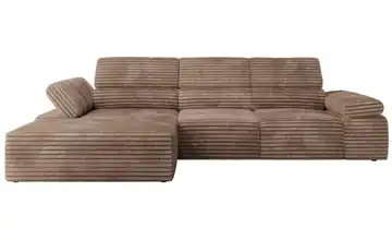 Ecksofa Cordstoff grob links Braun