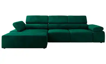 Ecksofa Velours links Dunkelgrün