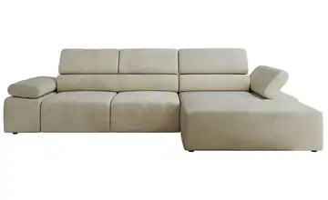 Ecksofa Velours rechts Beige