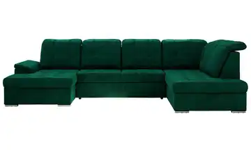 Wohnlandschaft mit Schlaffunktion Madrito rechts Velours Flaschengrün