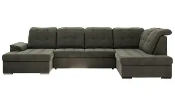 Wohnlandschaft mit Schlaffunktion Madrito rechts Velours Dunkelgrau