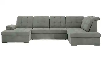 Wohnlandschaft mit Schlaffunktion Madrito rechts Webstoff Grau