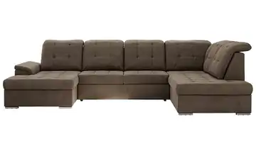 Wohnlandschaft mit Schlaffunktion Madrito rechts Velours Braun
