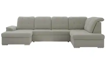 Wohnlandschaft mit Schlaffunktion Madrito rechts Webstoff Elefantengrau