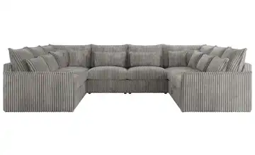 Wohnlandschaft Veroso Taubengrau Cordstoff grob