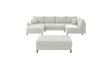 Wohnlandschaft mit Hocker Lars links Weiß