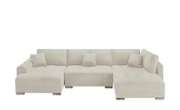 Wohnlandschaft mit Schlaffunktion Mikrofaser Beige links