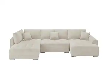 Wohnlandschaft mit Schlaffunktion Mikrofaser Beige rechts