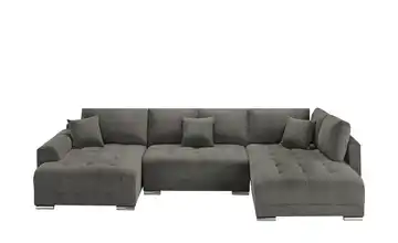 Wohnlandschaft mit Schlaffunktion Mikrofaser Anthrazit links