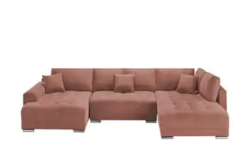 Wohnlandschaft mit Schlaffunktion Mikrofaser Rot links