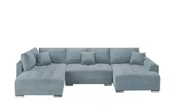 Wohnlandschaft mit Schlaffunktion Mikrofaser Grau rechts