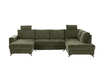 Primo Wohnlandschaft mit Schlaffunktion Salamanca rechts Moosgrün