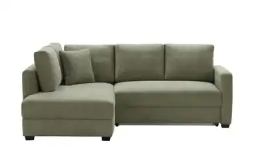 Ecksofa mit Boxspringpolsterung Grün links Flachgewebe fein