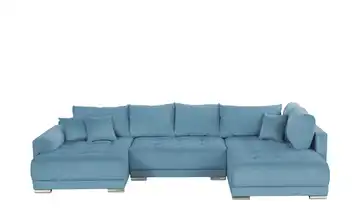 Wohnlandschaft mit Schlaffunktion Lemie Cordstoff Petrol links