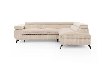 S-STYLE Ecksofa mit Schlaffunktion Bonnie Cordstoff rechts Hellbeige