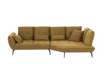 vito Ecksofa mit Sitztiefenverstellung Ticona Senfgelb Grundfunktion rechts