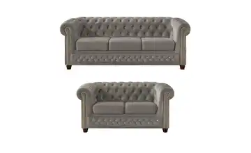S-STYLE Chesterfield Polstergarnitur 3+2 Cleo Blink Grau