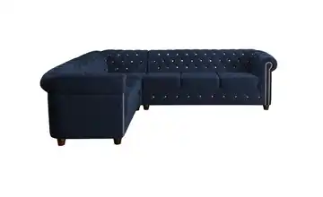 S-STYLE Chesterfield Ecksofa Cleo Blink links Marineblau