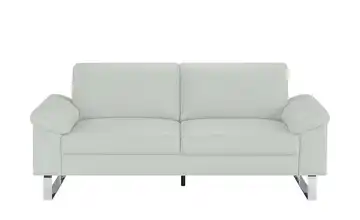 Max Schelling Ledersofa mit Kufengestell Maximum 2,5 Hellgrau Taschenfederkern