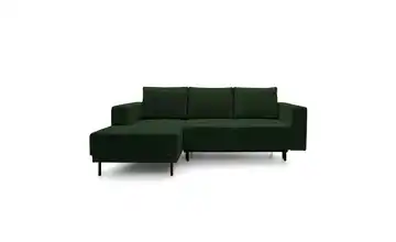 Selsey Ecksofa mit Schlaffunktion Rodario Mini Cordstoff Dunkelgrün links