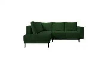 Selsey Ecksofa mit Schlaffunktion Rodario Dunkelgrün links Cordstoff
